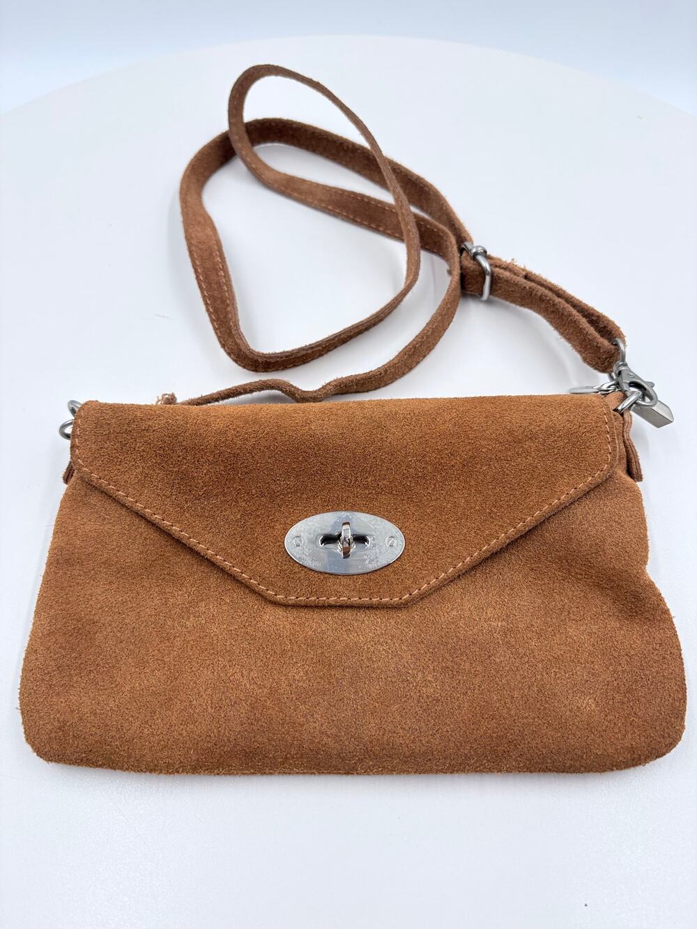 Borse In Pelle, brown suede crossbody purse, made in Italy